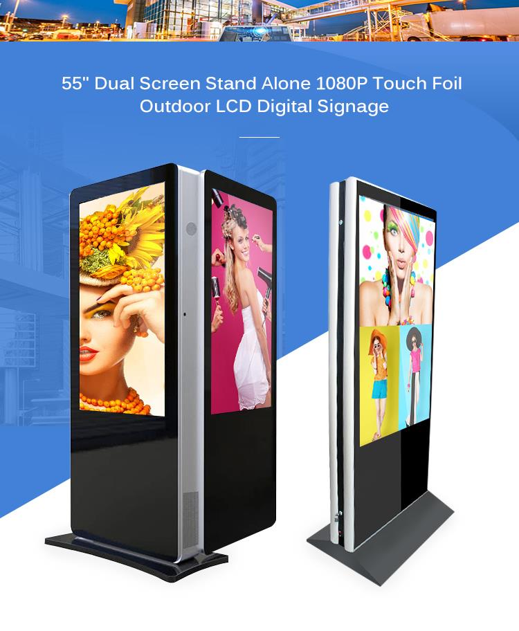 double screen floor standing display